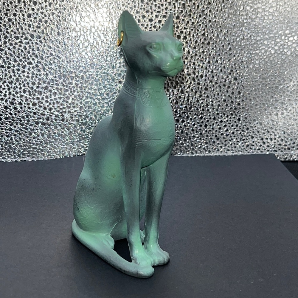 Discoveries Egyptian Imports Patina Bastet Cat Statue - Made in Egypt - 5" Tall
